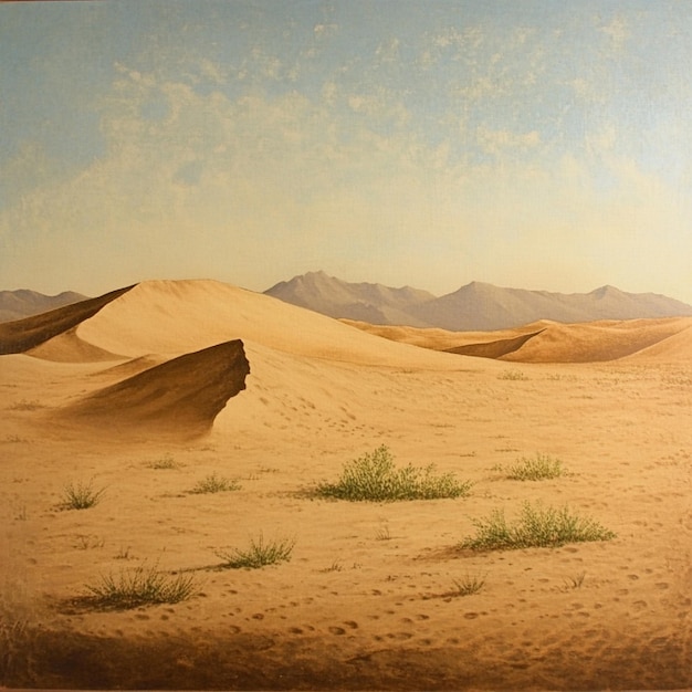 A desert scene with a breeze etched sand ridge