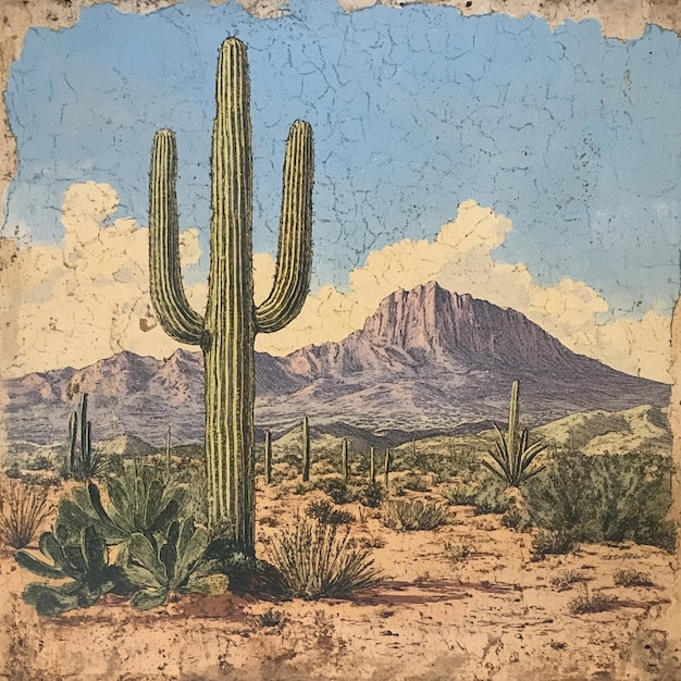 A desert scene with a far off mountain range