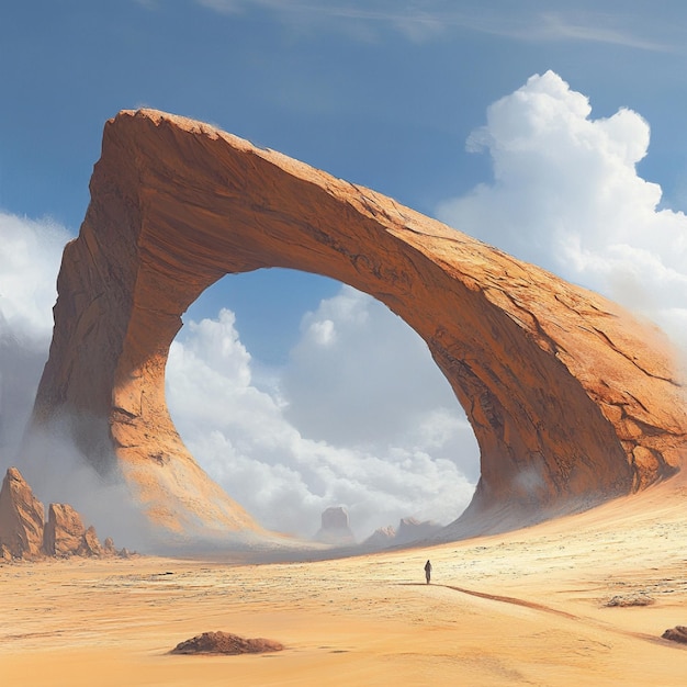 A desert scene with a sensational stone curve