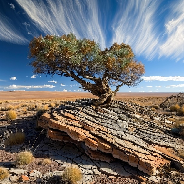 Desert Sculpture Stone Tree in Plateau