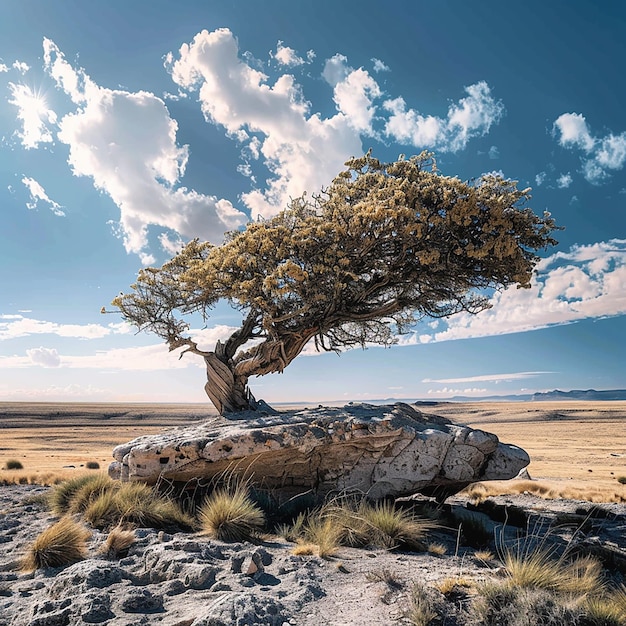 Desert Sculpture Stone Tree in Plateau