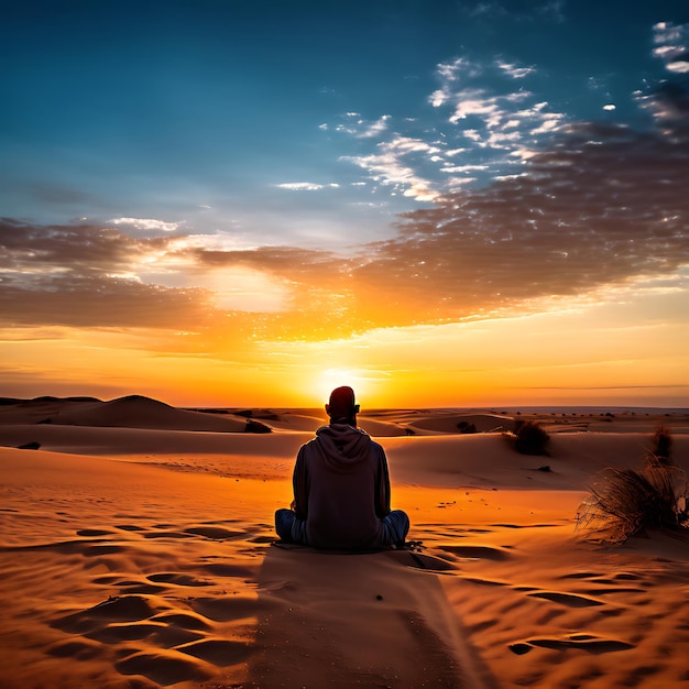 Desert Sunset Meditation on the Sand