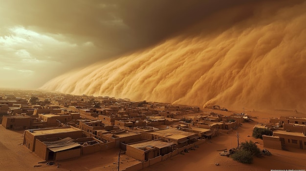 Desert Village Under a Sandstorm