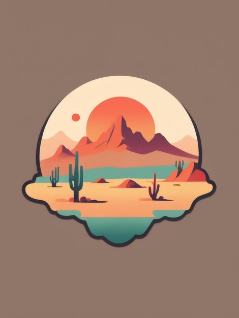 Photo desert vintage colorful flat illustration