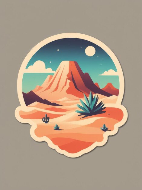 Photo desert vintage colorful flat illustration