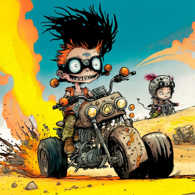 Desert wars and car battles in a handdrawn style Mad max fury road art