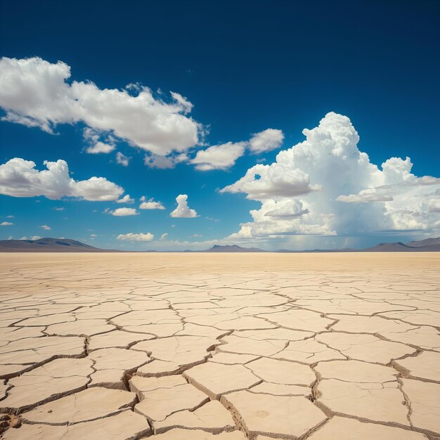 a desert with a blue sky and clouds in the background