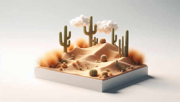 Photo a desert with cactus cactus and cactus