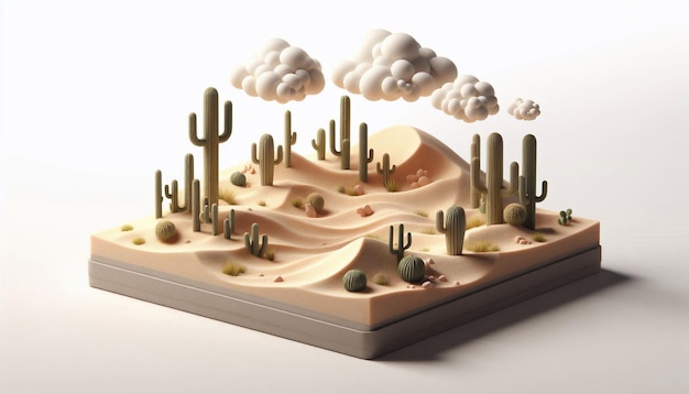 Photo a desert with cactus and cactus on it