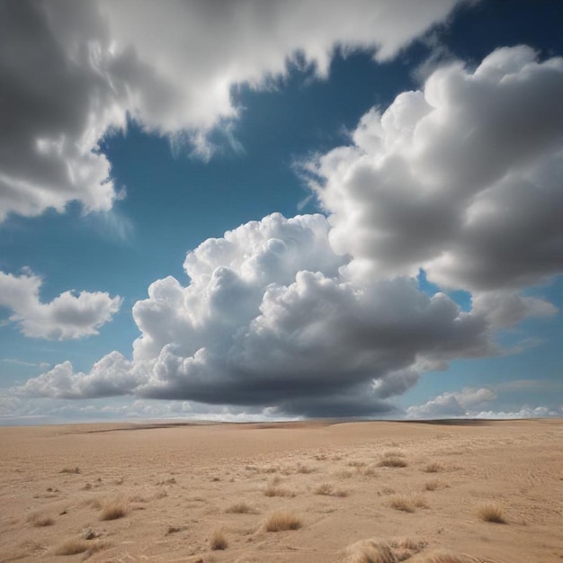 Photo a desert with clouds and a blue sky with a few clouds