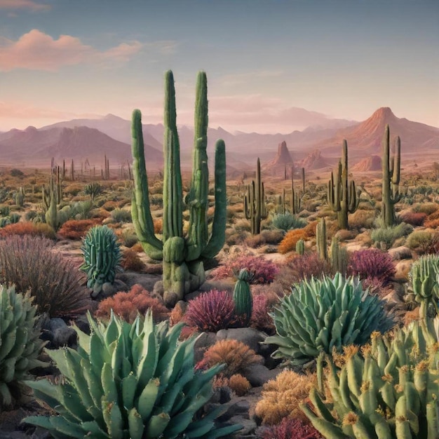 a desert with a mountain in the background and a desert landscape