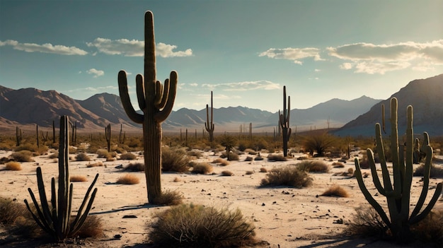 Photo a desert with mountains in the background and a mountain range in the background