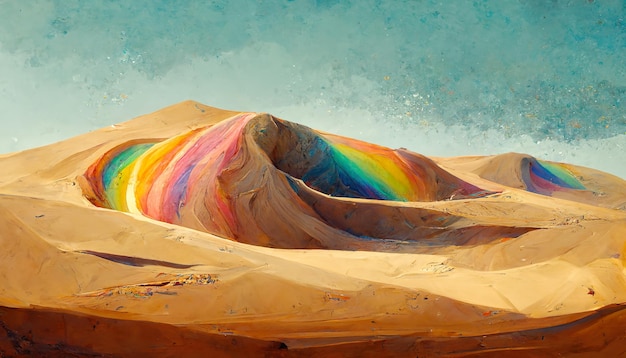 Desert with rainbow sand