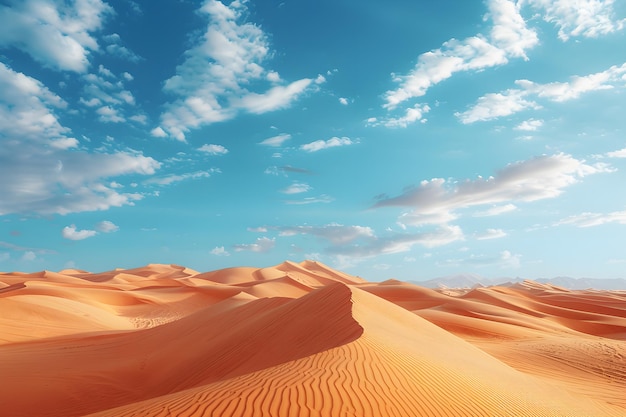 Photo a desert with a sand dune and a sky with clouds