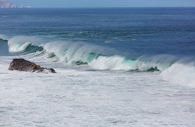 Deserted coastline landscapes in Pacific ocean, Peru, South America