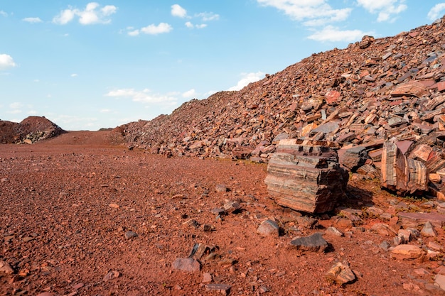 Deserted red soil on the territory of opencast mine in kryvyi rih ukraine