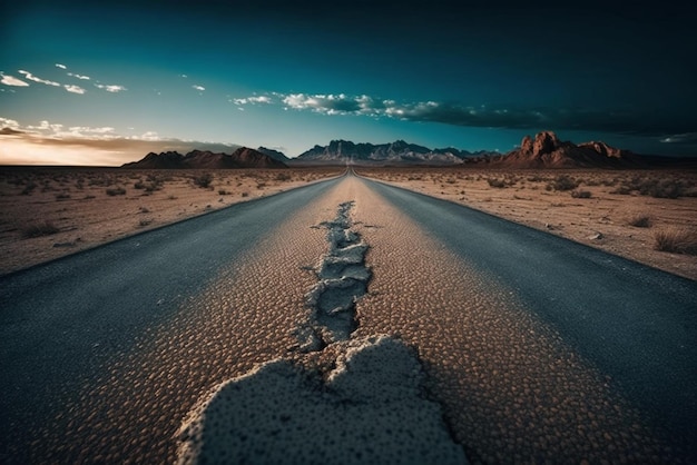 a deserted road stretching into the distance representing the freedom and adventure of travel