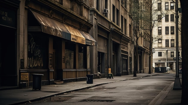 A deserted street in the city of new york