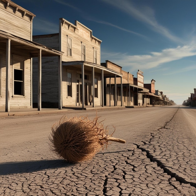 A deserted sunscorched main street of