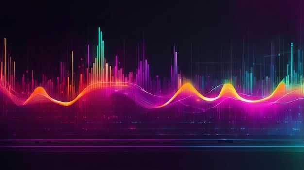 Design an abstract background featuring a digital waveform or signal graph representing data transmission