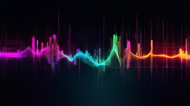 Design an abstract background featuring a digital waveform or signal graph representing data transmission