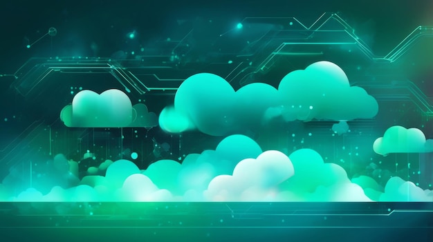 Design an abstract background with futuristic clouds of data symbolizing secure data backup and storage