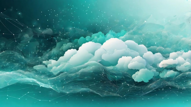 Design an abstract background with futuristic clouds of data symbolizing secure data backup and storage