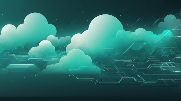 Design an abstract background with futuristic clouds of data symbolizing secure data backup and storage