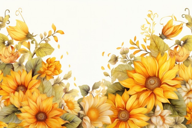 design banner frame with sunflower