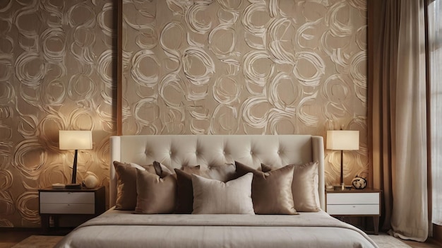 Design bedroom wall or reception room decorated with a wallpaper texture background