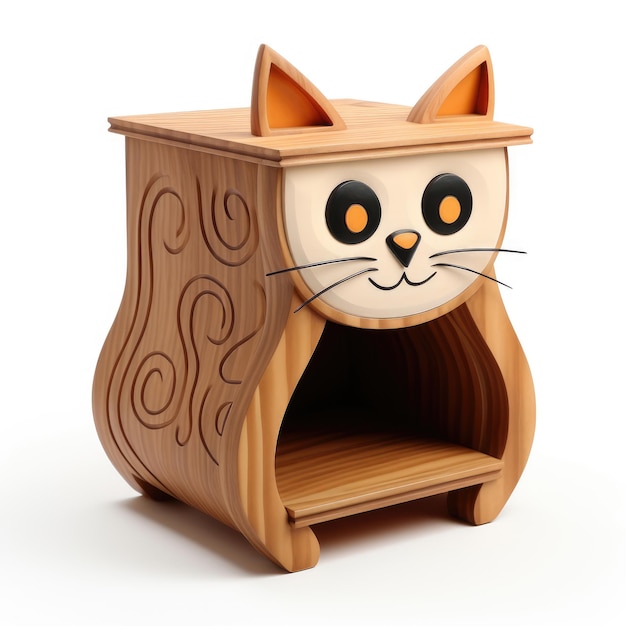 Design of bedside table made in the style of a cat