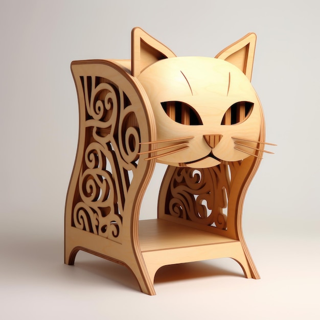 Design of bedside table made in the style of a cat