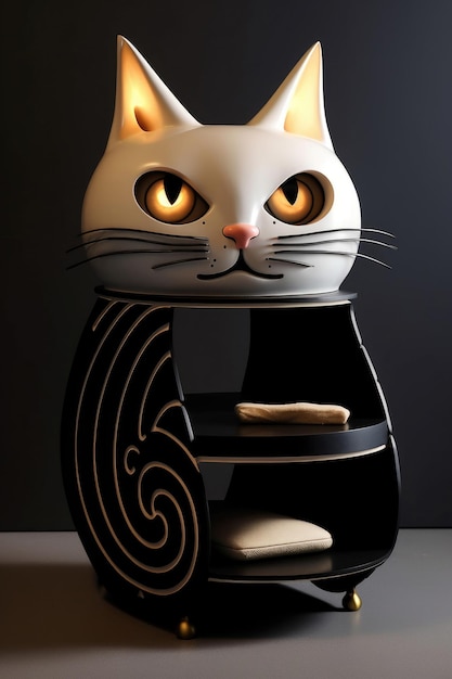 Design of bedside table made in the style of a cat