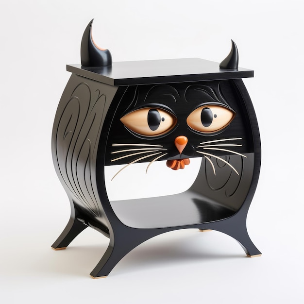 Design of bedside table made in the style of a cat