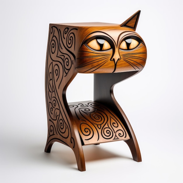 Design of bedside table made in the style of a cat