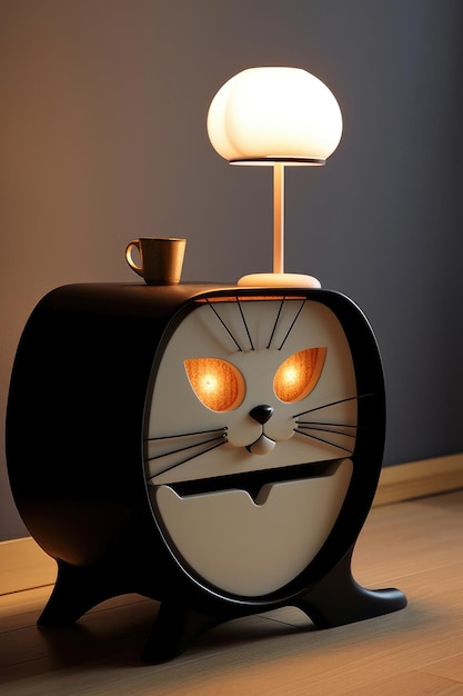 Design of bedside table made in the style of a cat