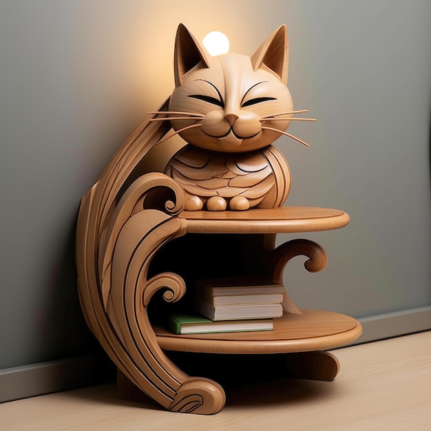 Design of bedside table made in the style of a cat