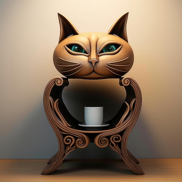 Design of bedside table made in the style of a cat