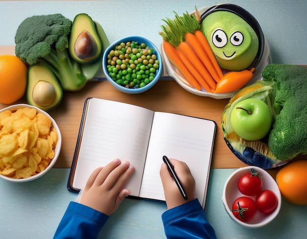 Photo design a chatbot to educate children about balanced nutrition and healthy eating habits