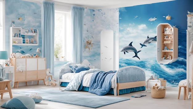 Design of a children's room in a marine style