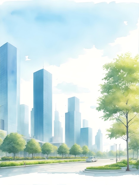 design cityscape landscape city on the horizon plant a lot generative ai