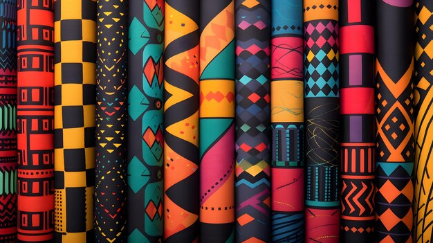 Design a colorful geometric pattern inspired by traditional African textiles