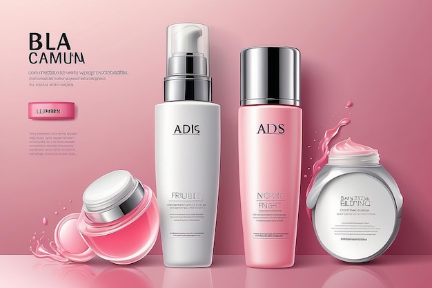 Design Cosmetic Product Template for Ads or Magazine Background 3D Realistic