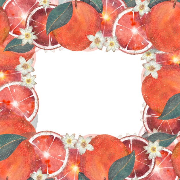 Photo design an elegant citrusthemed floral border frame with leaves and flowers for a modern look