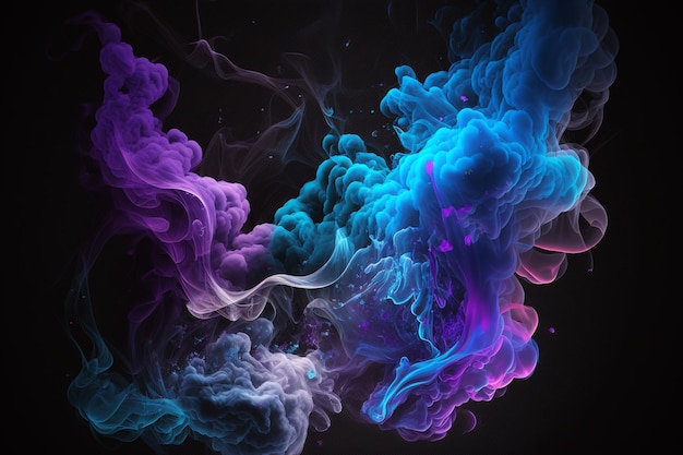 Design elements featuring multicolored smoke puff clouds in neon blue and purple AI Art