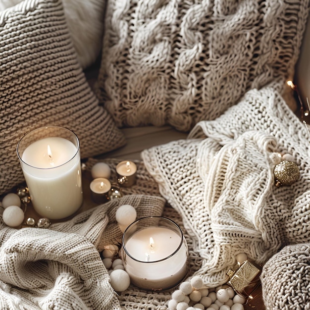 Photo design a fabric pattern that embodies the essence of hygge the danish concept of coziness