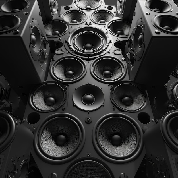 Photo design of generic loudspeakers for home theatre party and concert audio stereo control with