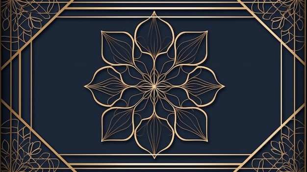 Design golden geometric print frame floral wedding Generative AI