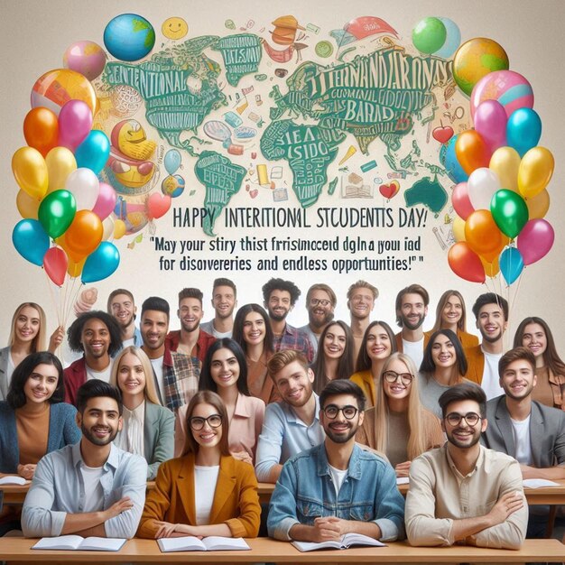 Photo design for happy international students day celebration