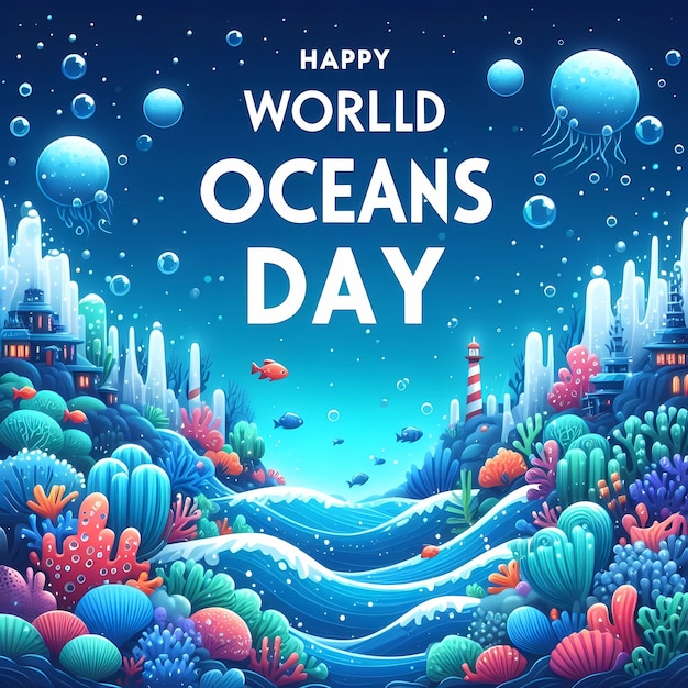 Design for happy world oceans day